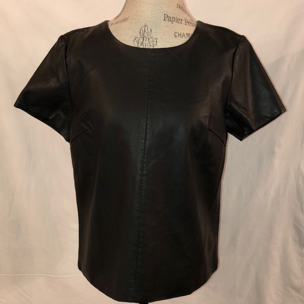 Express Black faux leather looking top